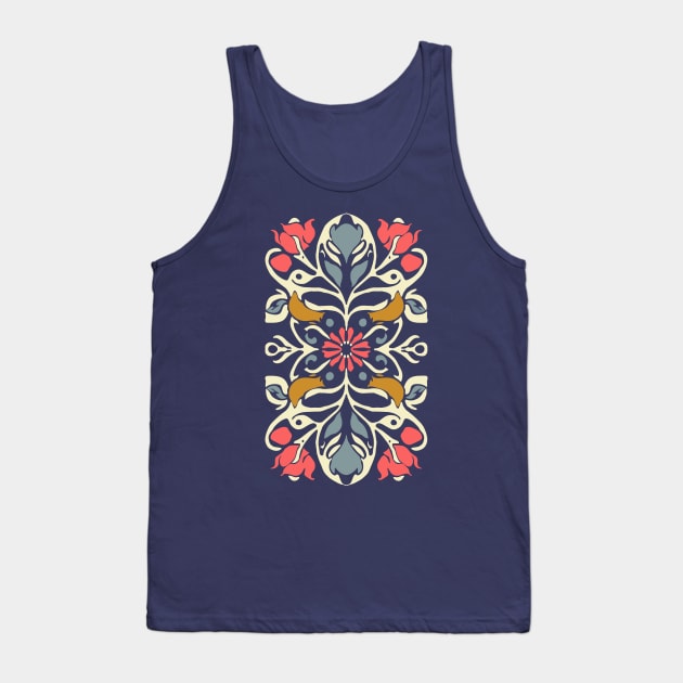 Art Nouveau Floral Ornament Tank Top by craftydesigns